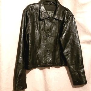 NAVARRE STONE BLACK LEATHER JACKET SZ XL